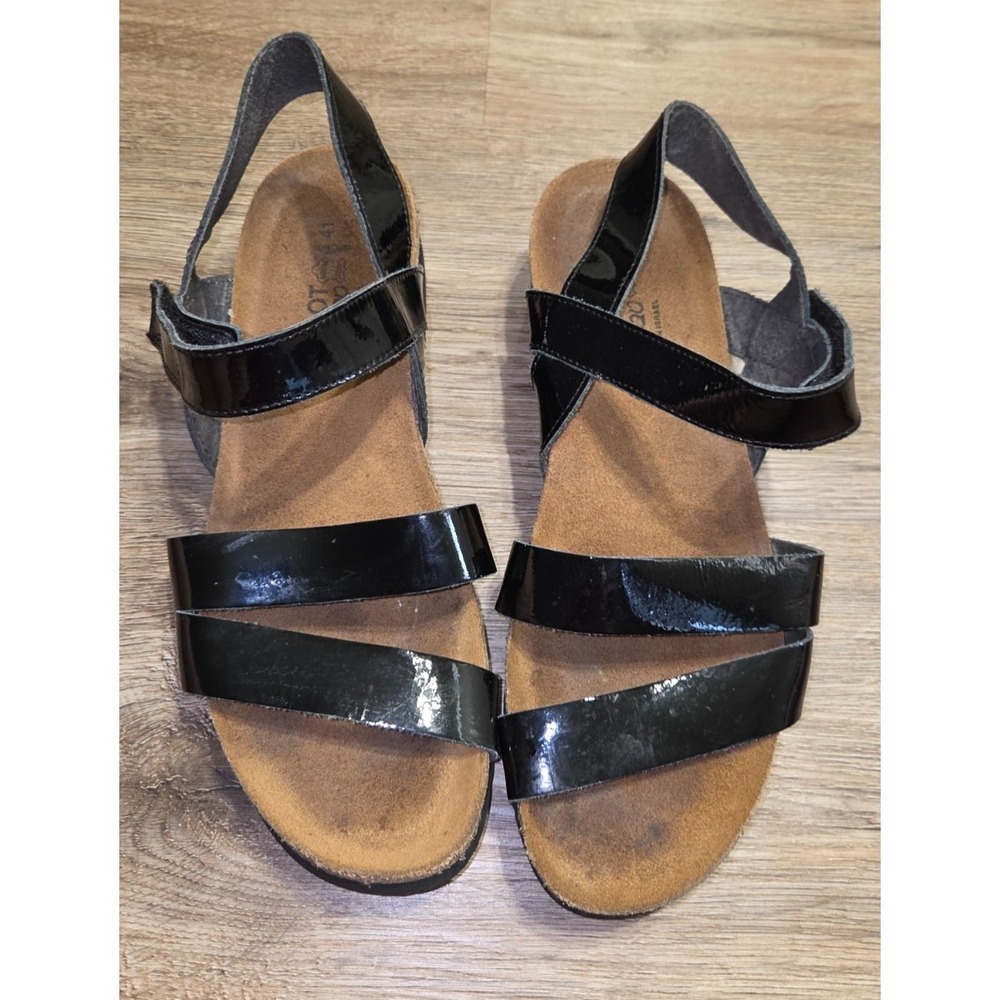 NAOT size 41 Patent Leather Strappy Kayla Sandal Shoes Slingbacks Wedge 10